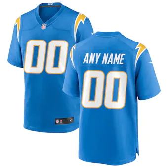 mens nike powder blue los angeles chargers custom game jers